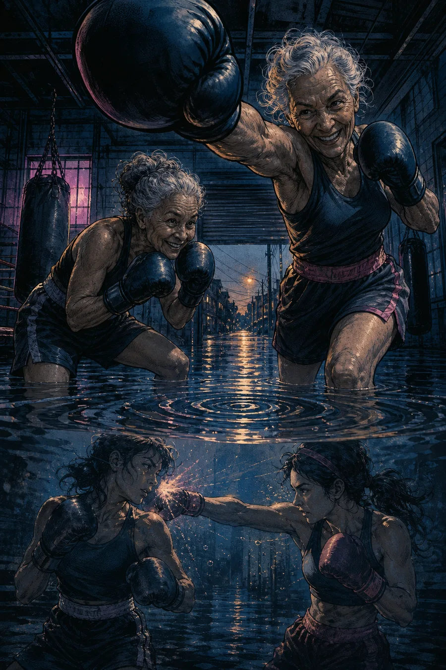 Blue Hour Boxing Club, an original sports drama comic cover
