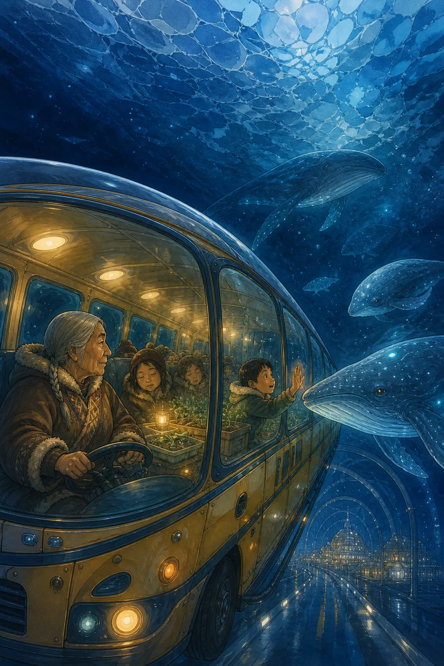 Goodnight, Europa, an original cozy sci-fi comic cover