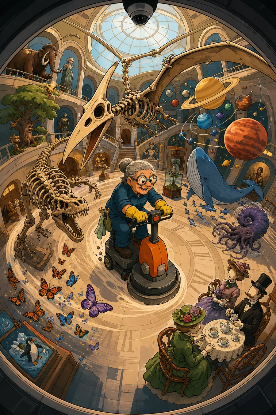 The Museum at the End of Tuesday, an original time comedy comic cover