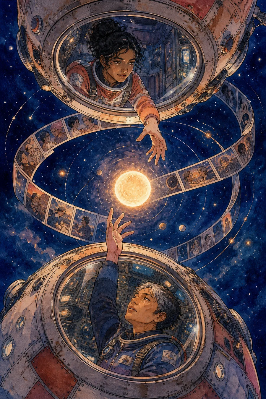 Orbiting the Sun Twice, an original cosmic romance comic cover